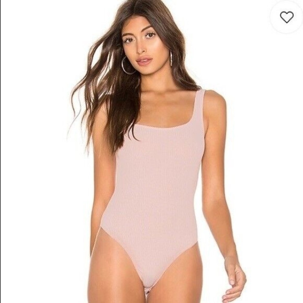 Superdown size large scoop neck pink ribbed bodysuit from revolve